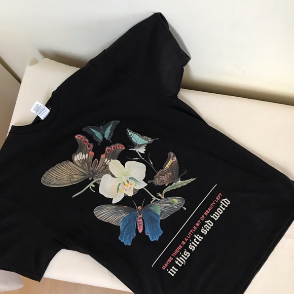 Teen Hearts Other - NWOT size L Black graphic tee "Maybe There is still a little bit of beauty left